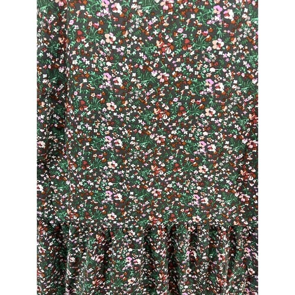 EUC Matilda Jane Womens Floral Long Sleeve Tunic Top S Green Red V-Neck Pockets - Picture 8 of 8